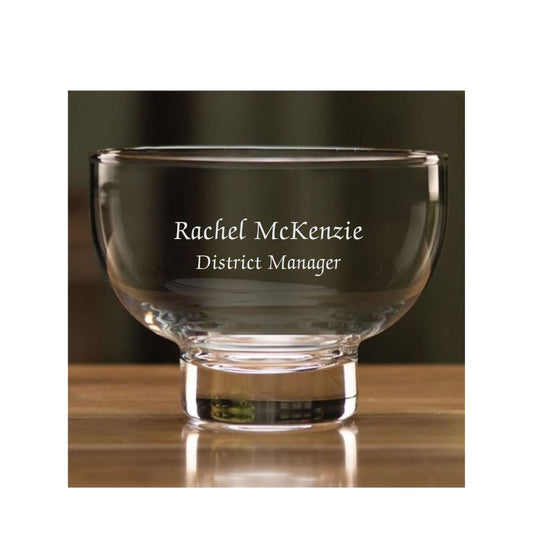 crystal bowl engraved with name and job title