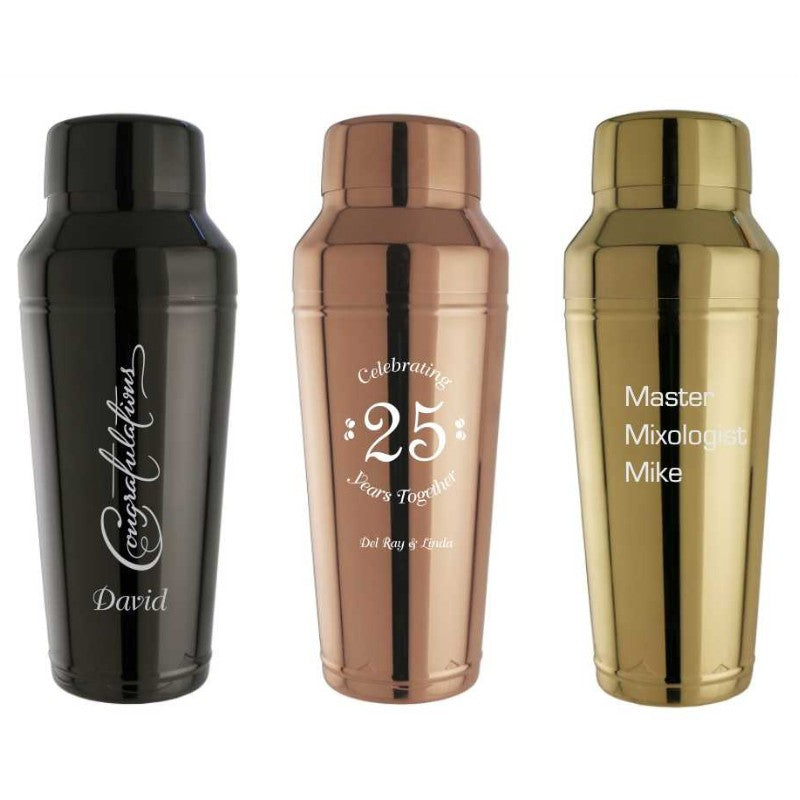 24 oz Stainless Steel Cocktail Shakers Black, Bronze, Gold Shakers