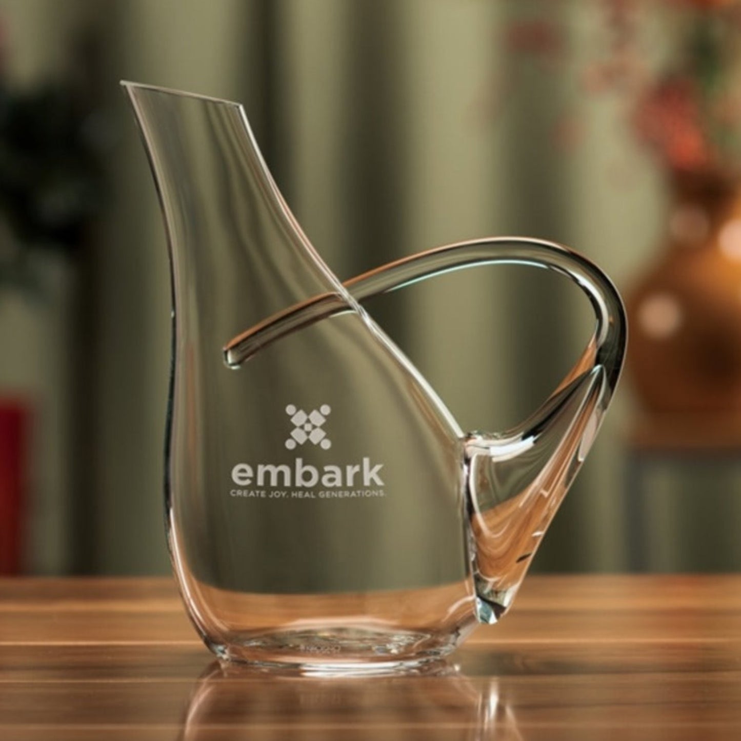 34oz Wine Carafe with Custom Engraved ~ Graceful Handle - Personalized Engraved Gifts
