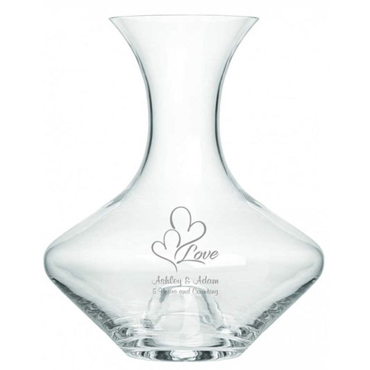62 oz One-Hand Crystal Engraved Wine Carafe / Decanter ~ Lyon - Personalized Engraved Gifts