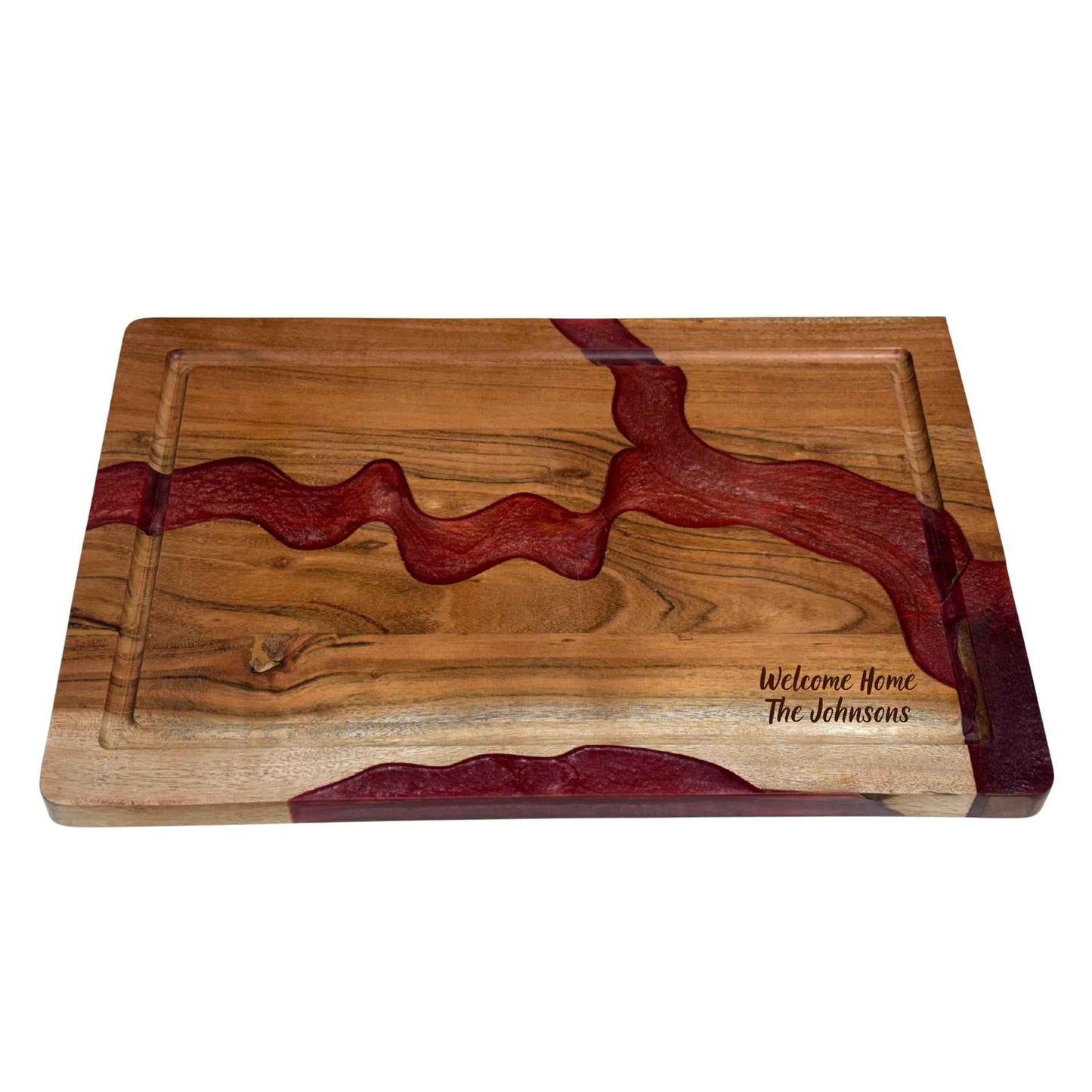 Engraved Acacia and Red Resin Chopping Block ~ Sierra