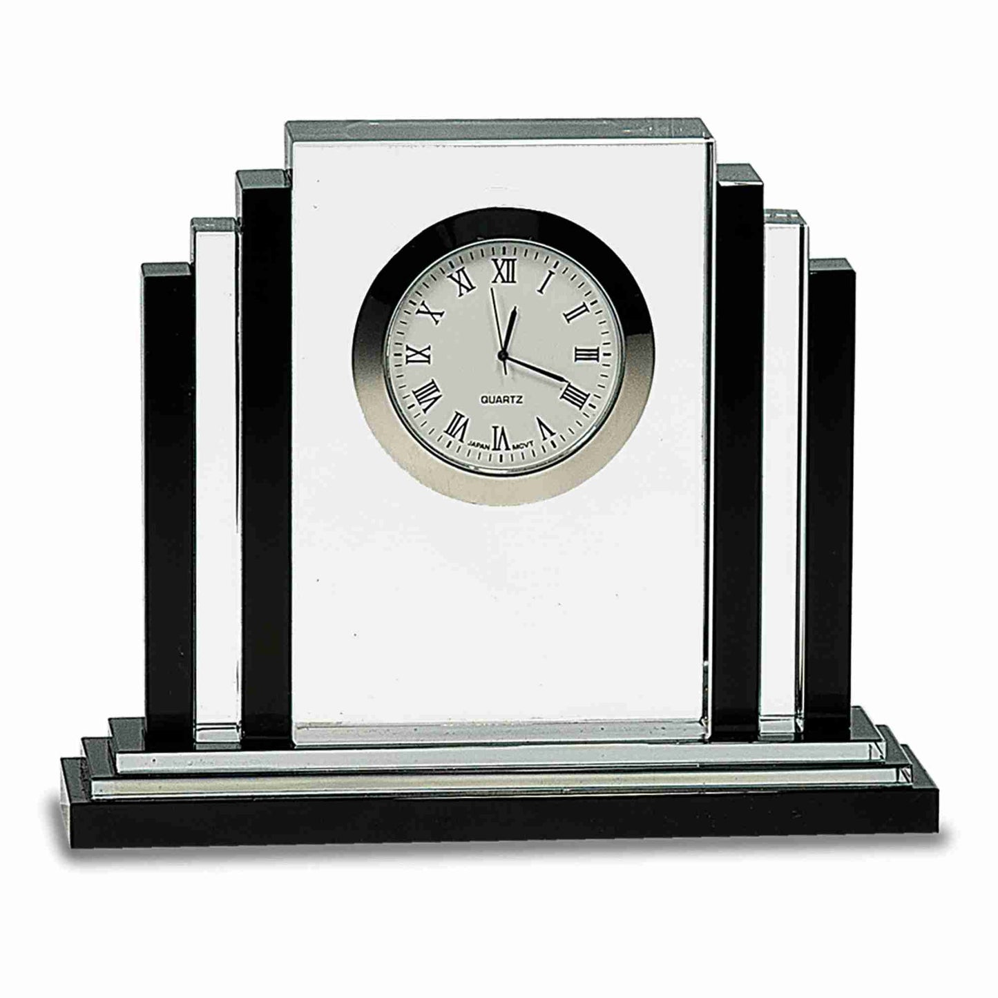 Reloj de sobremesa de cristal Art Déco grabado Eshiele