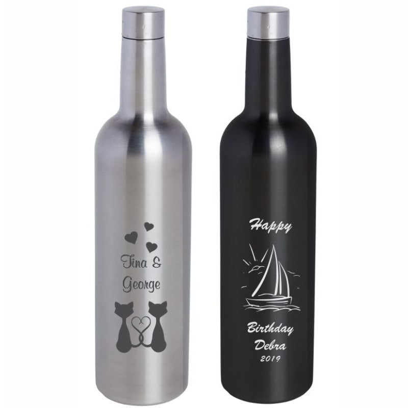 Bordeaux Wine Bottle Shaped Stainless Steel Flask Laser Engraved - Personalized Engraved Gifts