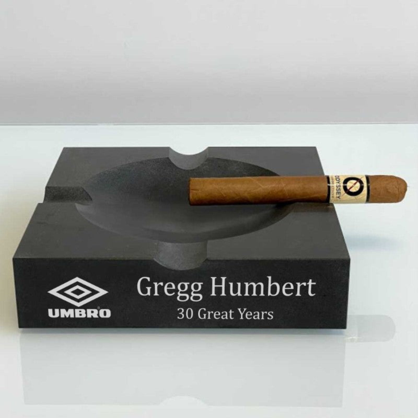 Engraved Matte Finished Black Marble Ashtray ~ Wintrop - Personalized Engraved Gifts
