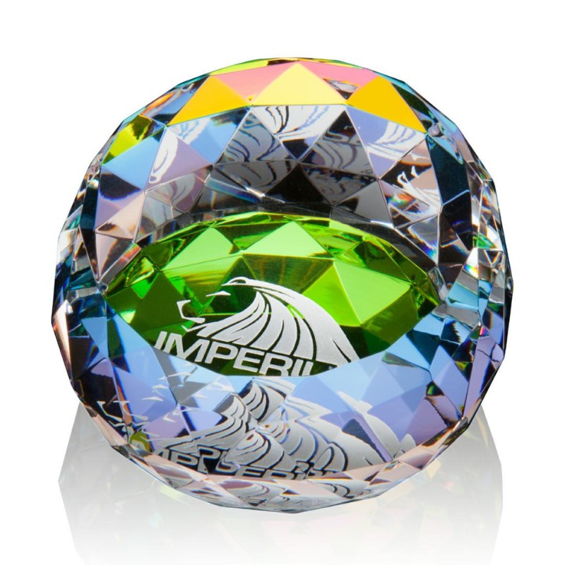 Colored Crystal Gem Cut Engraved Paperweight - Personalized Engraved Gifts