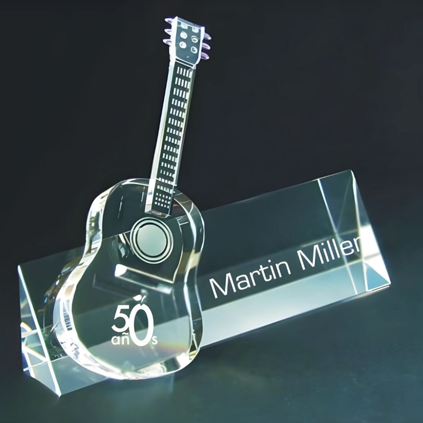 Custom Engraved Crystal Guitar Award - Nameplate - Personalized Engraved Gifts