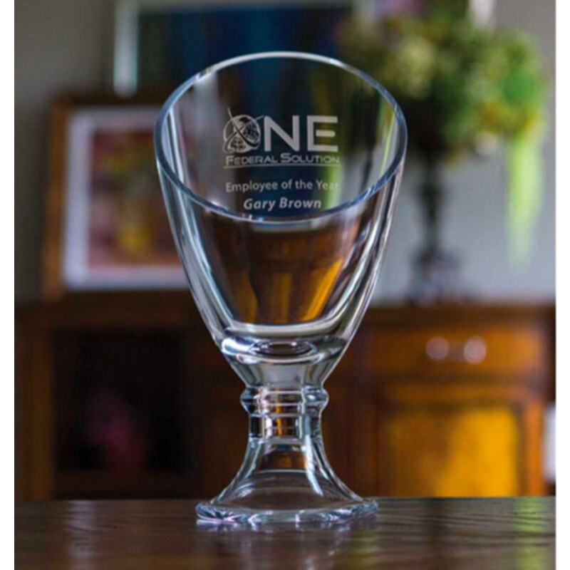 Crystal Pedestal Vase with Beveled Edge ~ Nominee - Personalized Engraved Gifts