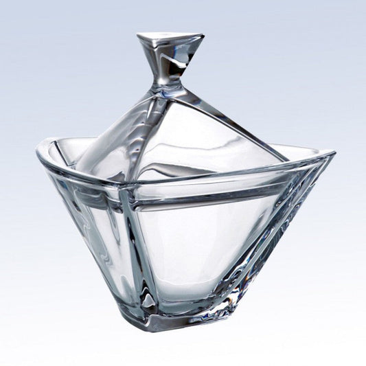 Geometric Crystal Triangle Candy Dish with Lid ~ Haledon - Personalized Engraved Gifts