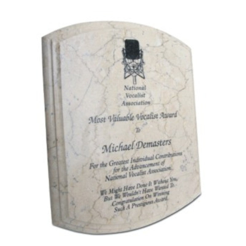 Elegant Beveled Botticino Plaque - Engraved Marble Plaques - Personalized Engraved Gifts