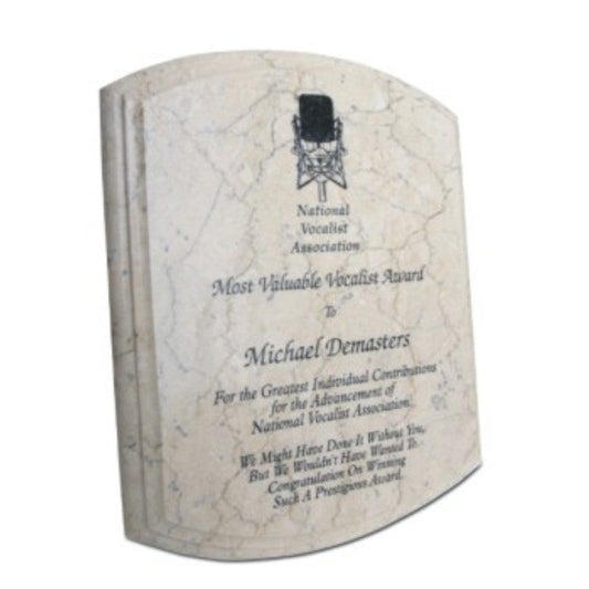 Elegant Beveled Botticino Plaque - Engraved Marble Plaques - Personalized Engraved Gifts