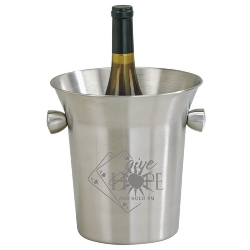 Engraved Satin Finish Ice Bucket with Knobs - Finn - Personalized Engraved Gifts