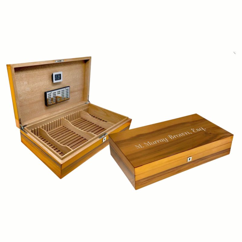 Engraved Apple Wood Humidor ~ Browning - Personalized Engraved Gifts