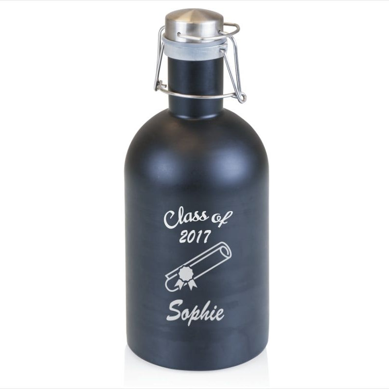 Matte Black Engraved Stainless Steel Growler - Personalized Engraved Gifts