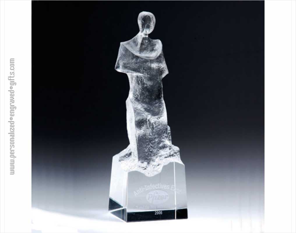 Engraved Crystal Abstract Figure - Personalized Engraved Gifts