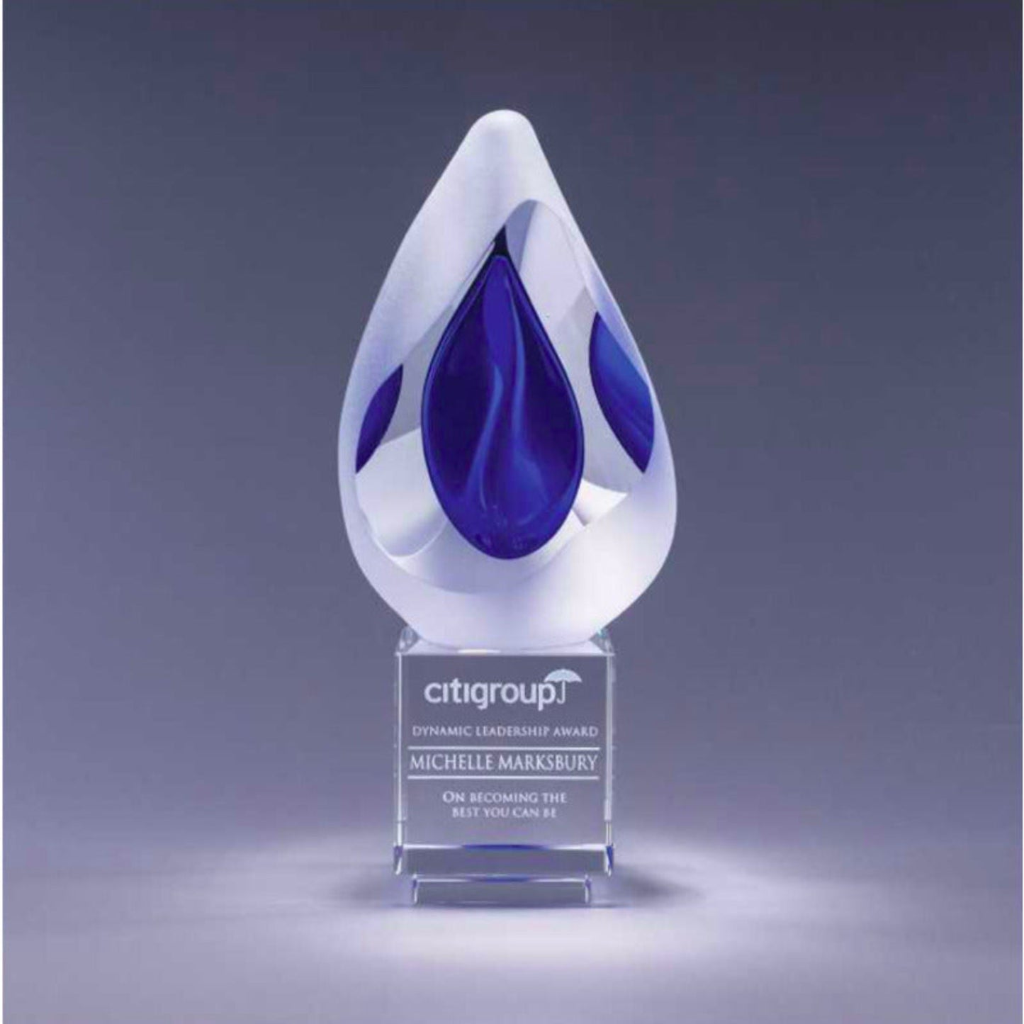 Engraved Crystal Art Glass Blue Flame Award Atmospheric - Personalized Engraved Gifts