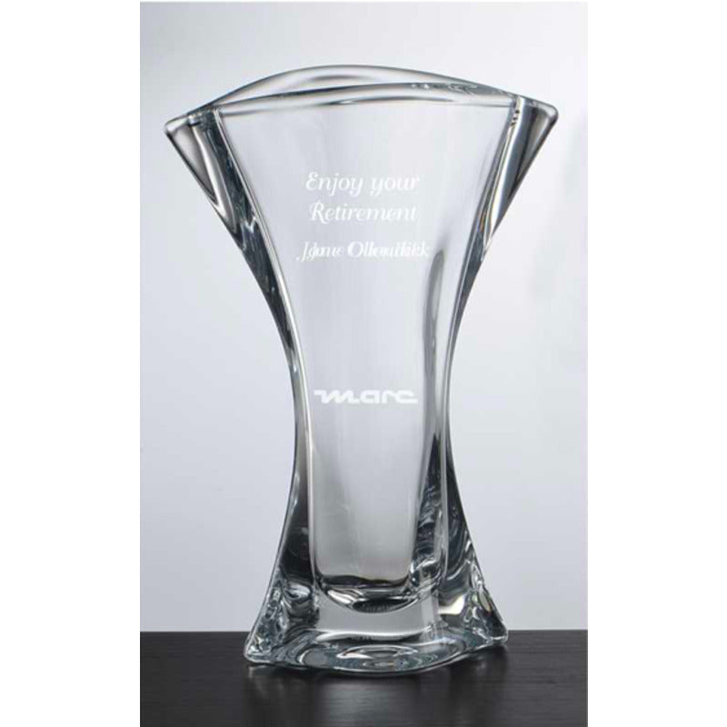 Engraved Crystal Vase with wide Arches ~ Newcastle - Personalized Engraved Gifts