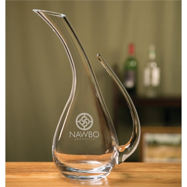 Stylish 54oz Engraved Crystal Wine Carafe / Decanter with ~ Open Handle - Personalized Engraved Gifts