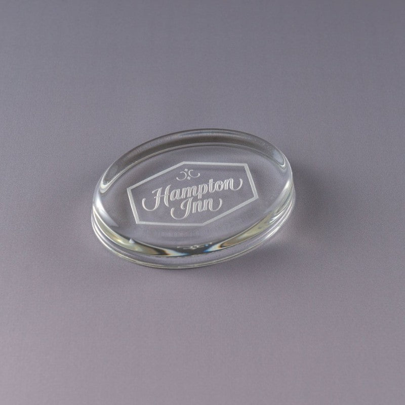 Engraved Ellipse Crystal Paperweight - Personalized Engraved Gifts