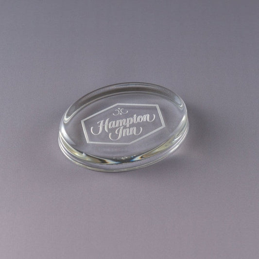 Engraved Ellipse Crystal Paperweight - Personalized Engraved Gifts