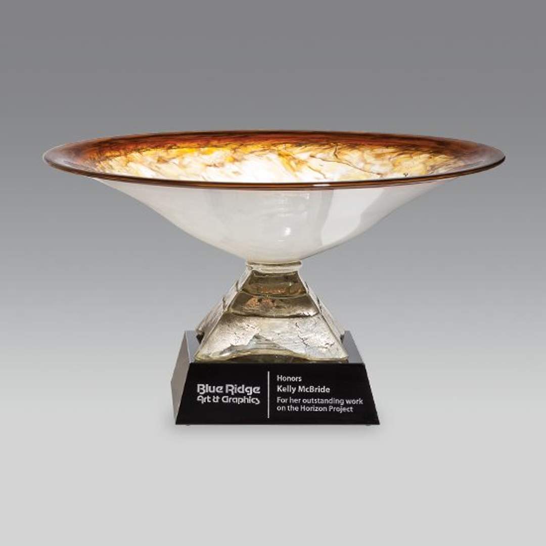 Engraved Gold Leafed Glass Award Bowl ~ Kenna - Personalized Engraved Gifts