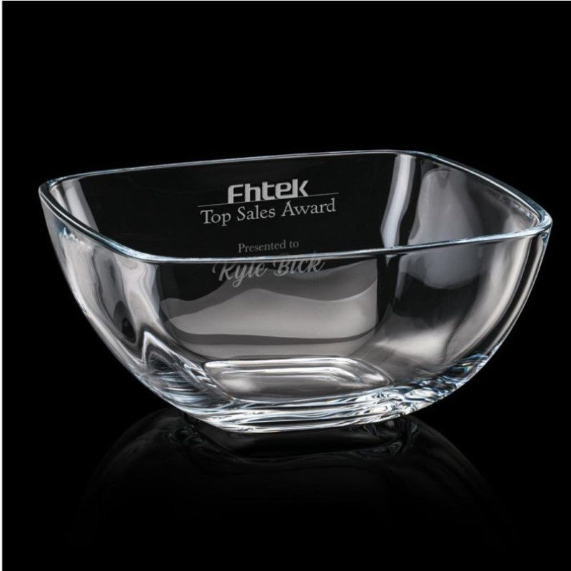 Engraved Lead Free Crystalline Square Bowl ~ Patsy - Personalized Engraved Gifts