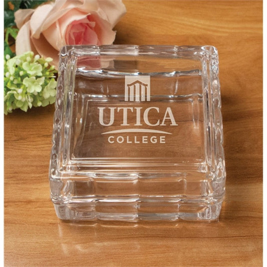 Engraved Square Glass Candy Dish or Keepsake Box ~ Pennington - Personalized Engraved Gifts