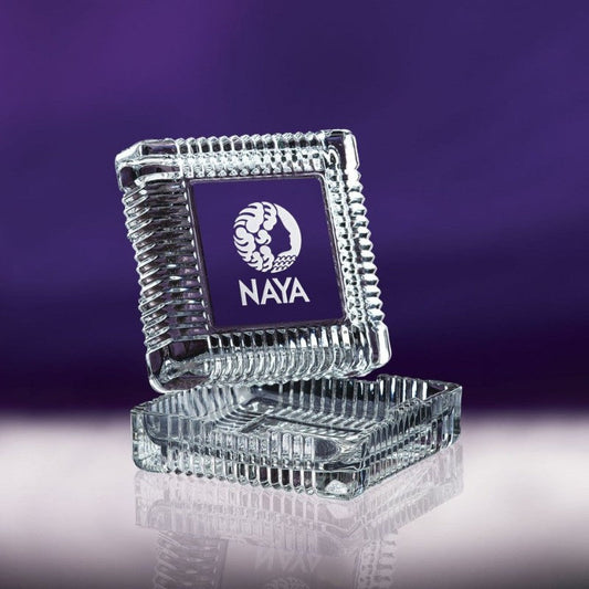 Engraved Square Glass Deco Styled Candy Dish or Keepsake Box ~ Keyport - Personalized Engraved Gifts