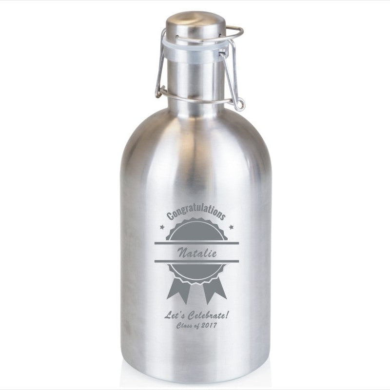 Engraved 64 oz Stainless Steel Beer Growler - Personalized Engraved Gifts