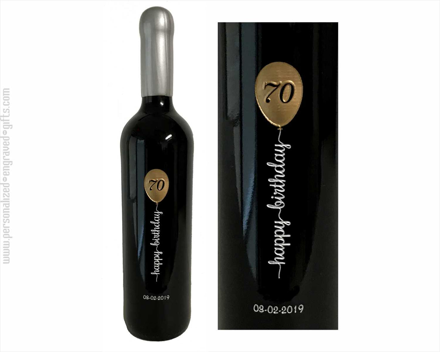 Personalized Wine Bottle Up, Up & Happy Birthday - Personalized Engraved Gifts