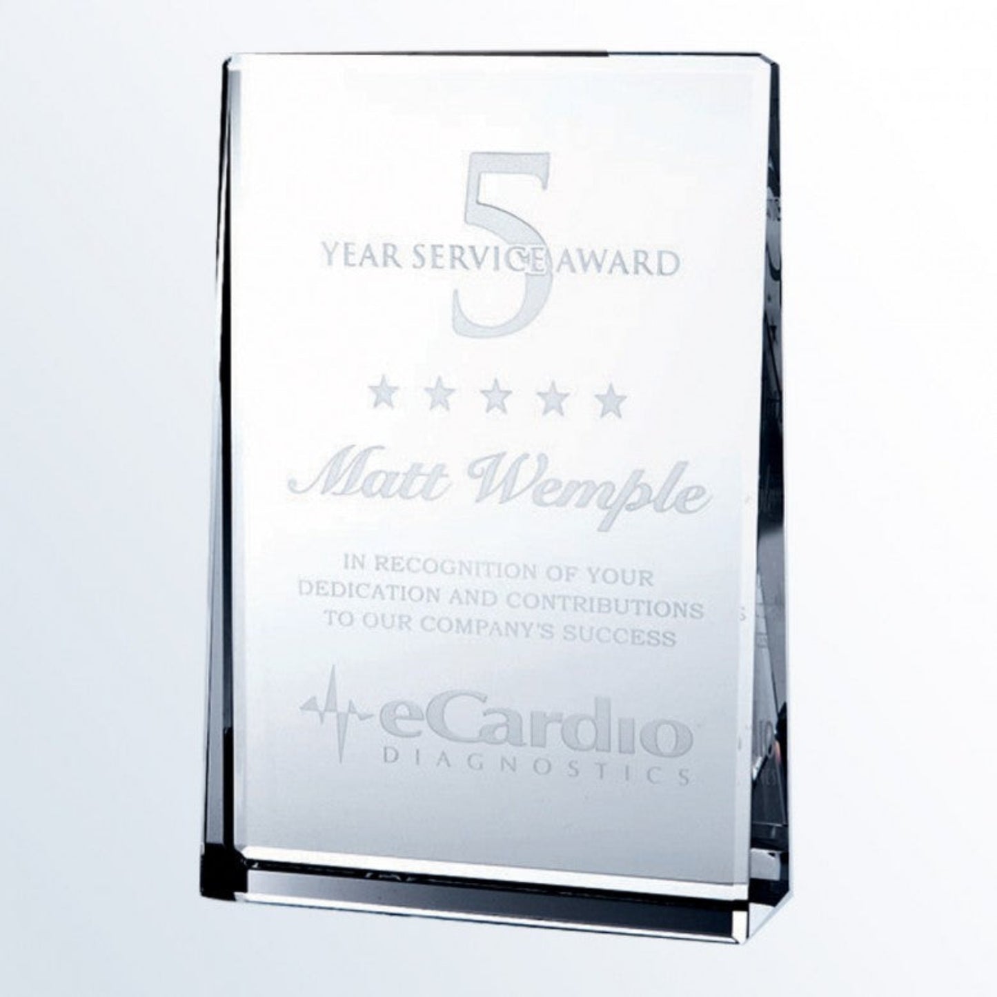 Crystal Self Standing Plaque Award