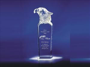 Engraved Optic Crystal Eagle Head - Personalized Engraved Gifts