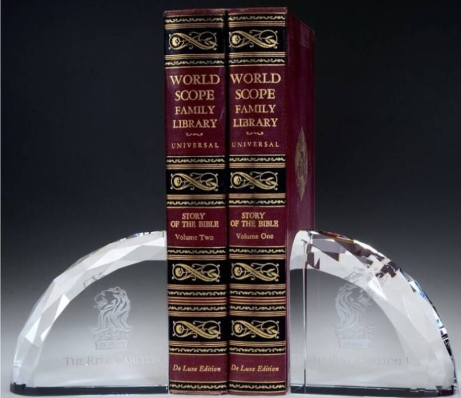 Faceted Crystal Bookends Meticulously Engraved With Your Custom Design ~ Emerson - Personalized Engraved Gifts