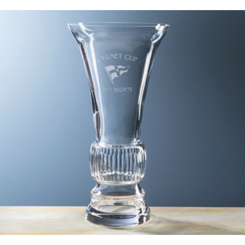 Hand-Cut Tall Crystal Vase on Pedestal ~ Devon - Personalized Engraved Gifts