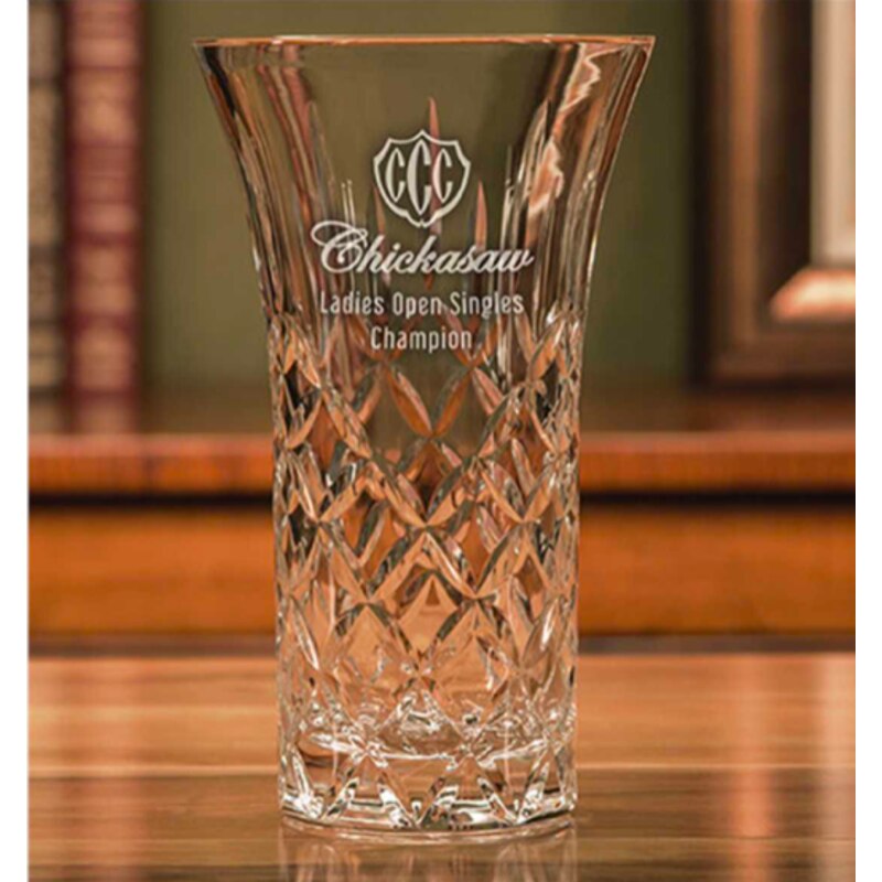 Lead Crystal Vase with Hand Cut Design ~ Atelier - Personalized Engraved Gifts