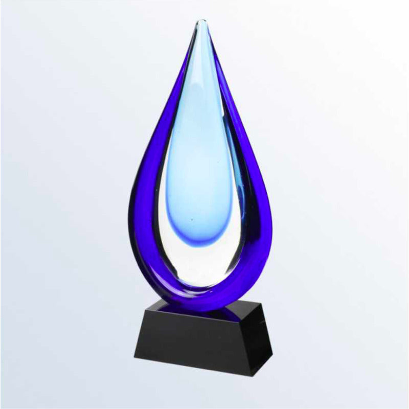 Blue Double Drop Award on Black Base - Charlotte - Personalized Engraved Gifts