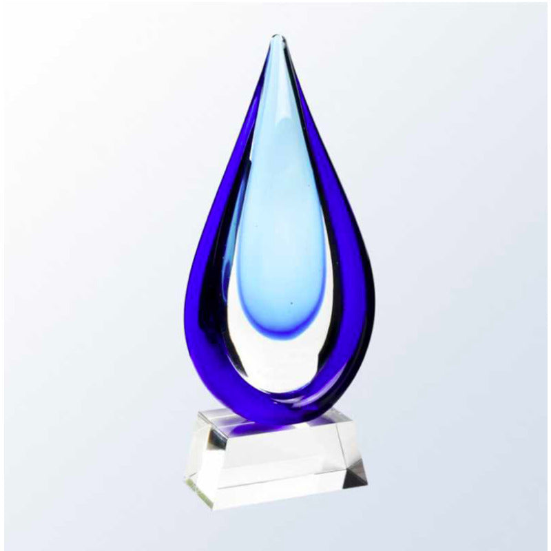 Light and Royal Blue Double Drop Award on Clear Base - Charlotte - Personalized Engraved Gifts