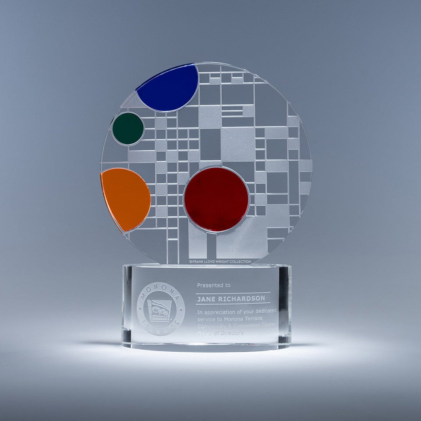 optic crystal ward with red, blue, and orange highlights