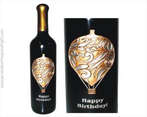 Ornate Hot Air Balloon Engraved Wine Bottle - Personalized Engraved Gifts