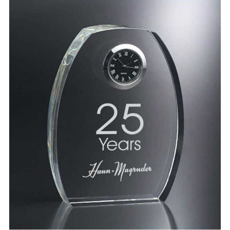 Engraved 4.5inch H Crystal Clock Haiku Design - Personalized Engraved Gifts