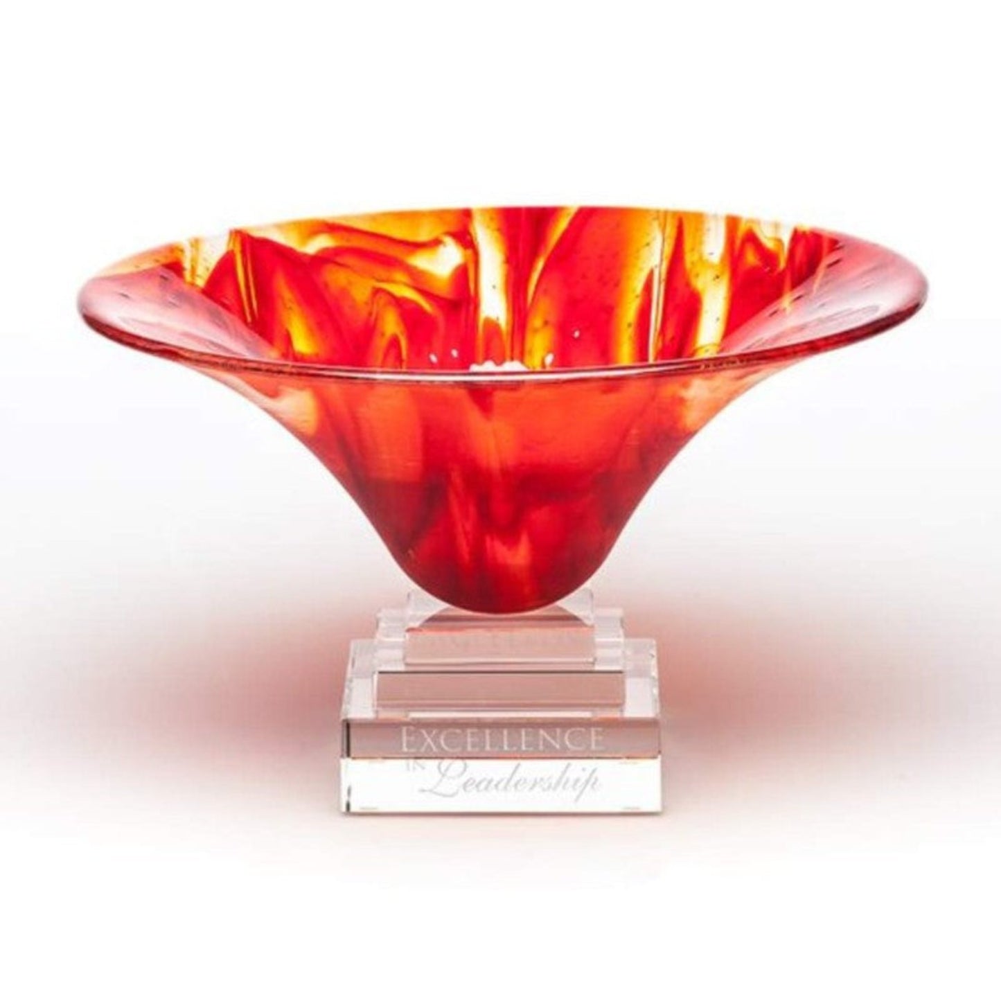 Personalized Orange Art Glass Presentation Bowl Firefly - Personalized Engraved Gifts