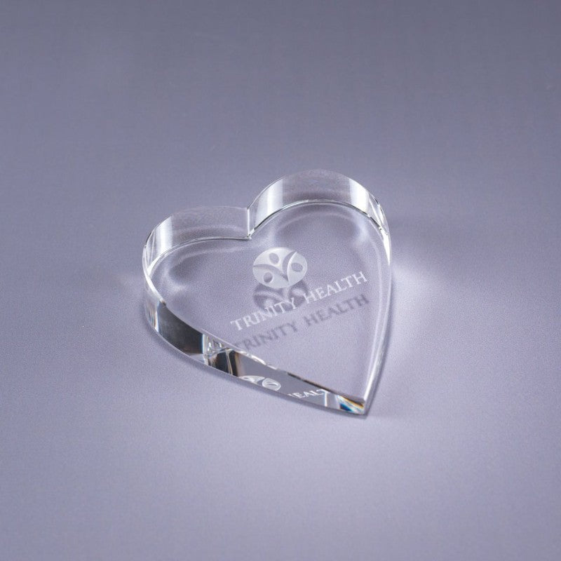 Personalized Pure Optical Crystal Heart Paperweights "Lily" - Personalized Engraved Gifts