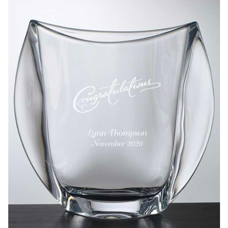 Personalized Wide Arched Crystal Vase ~ Norwich - Personalized Engraved Gifts