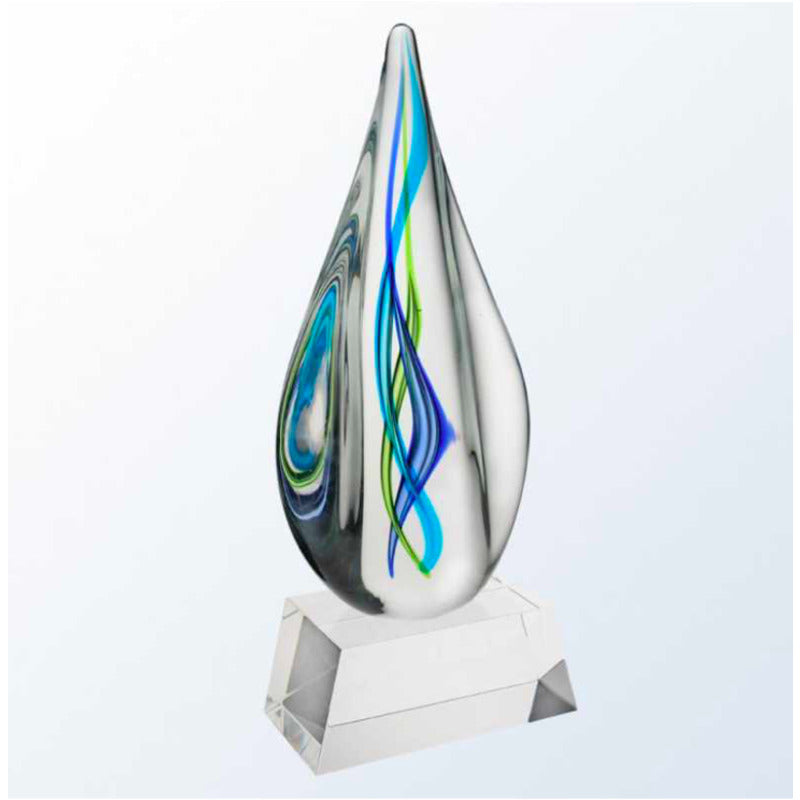 Translucent Green and Blue Infinity Swirls on Clear Base - Reese - Personalized Engraved Gifts