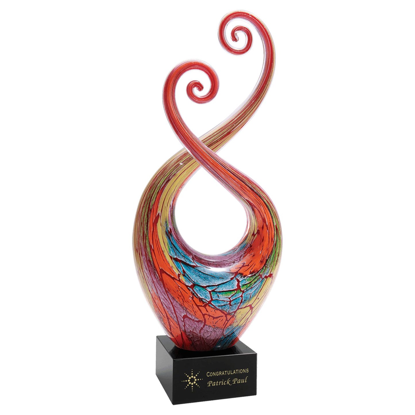 Prix en verre d'art personnalisé turquoise et orange Paradiso