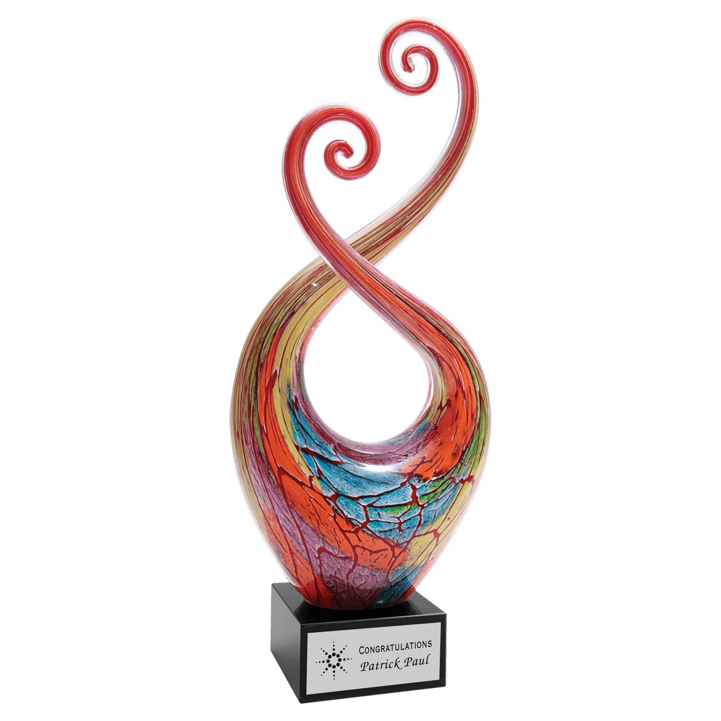 Prix en verre d'art personnalisé turquoise et orange Paradiso