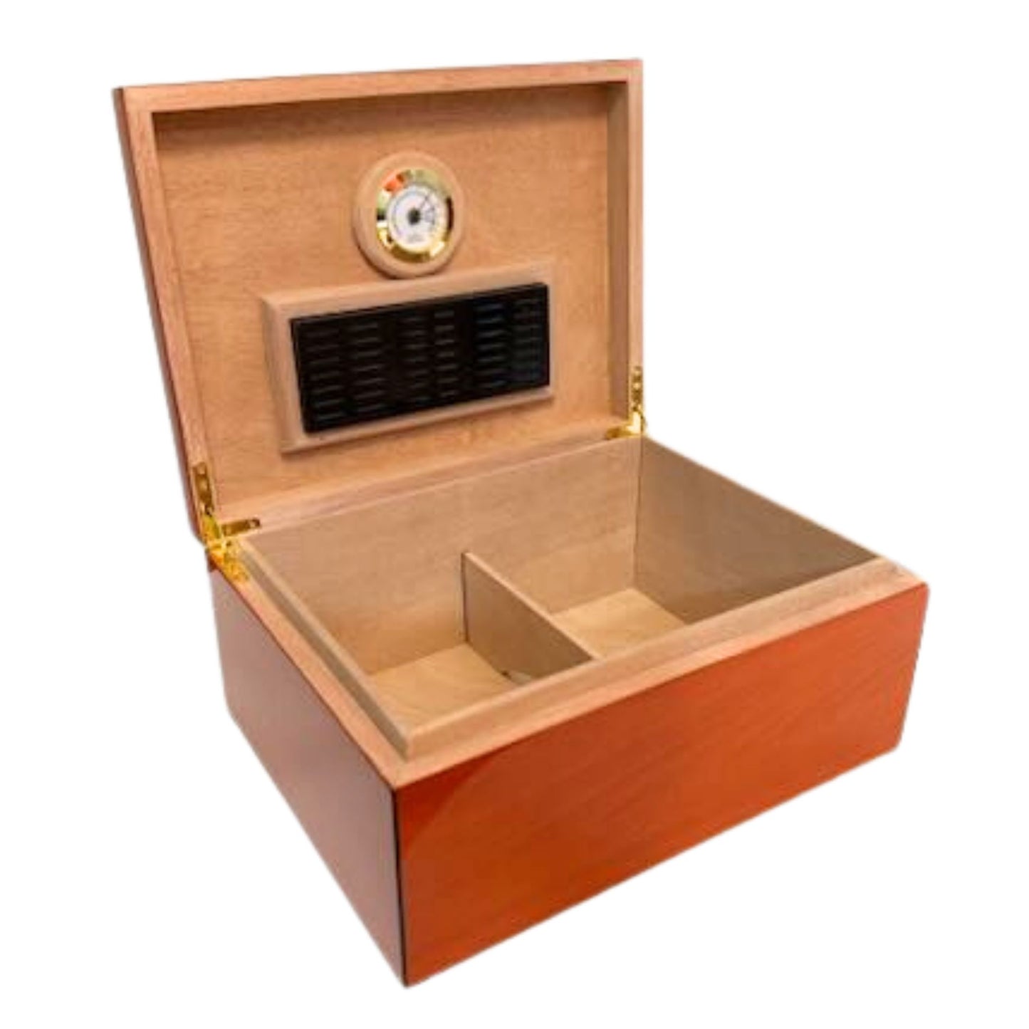 burnt orange humidor open