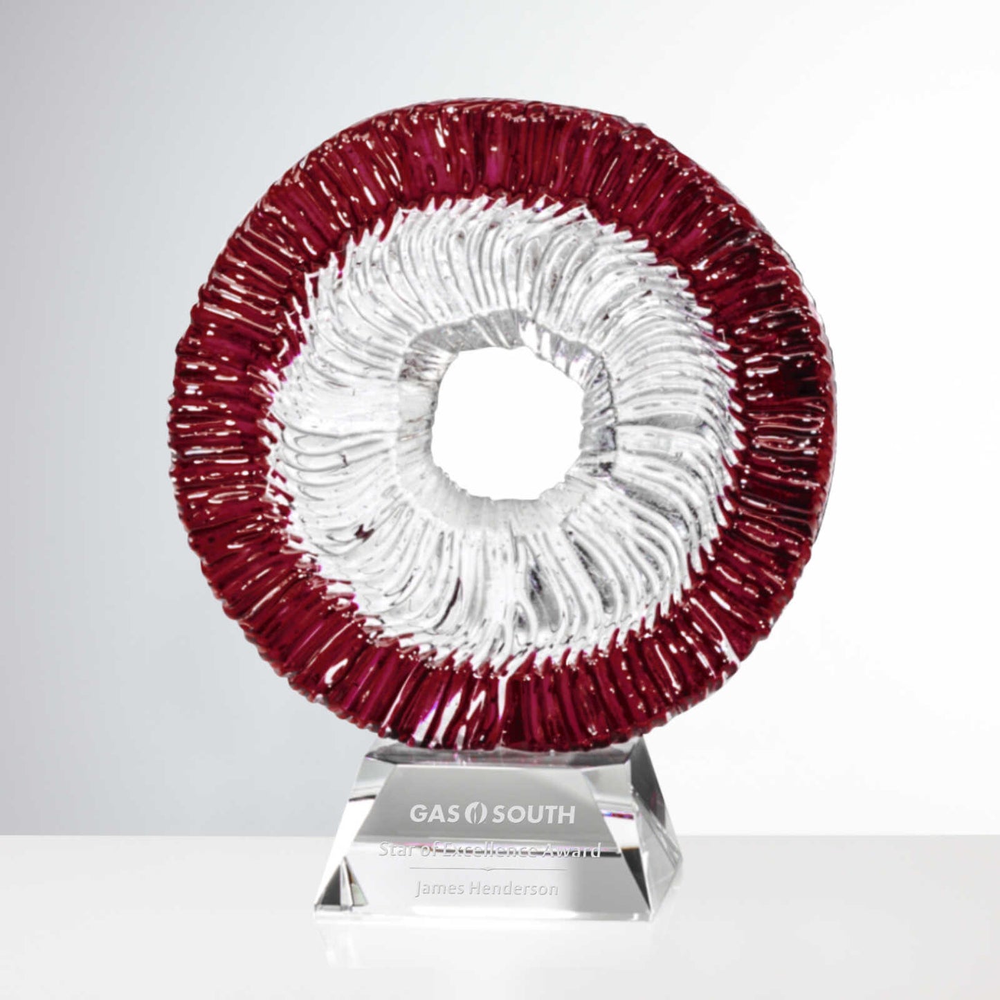 Premio de vidrio artístico circular grabado personalizado ~ Dylan