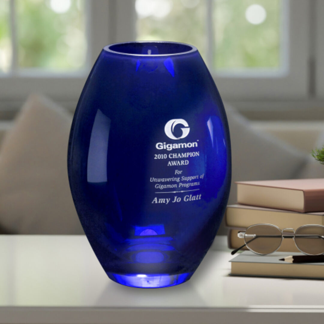 Eye-Catching Engraved Cobalt Blue Vases ~ Celeste - Personalized Engraved Gifts