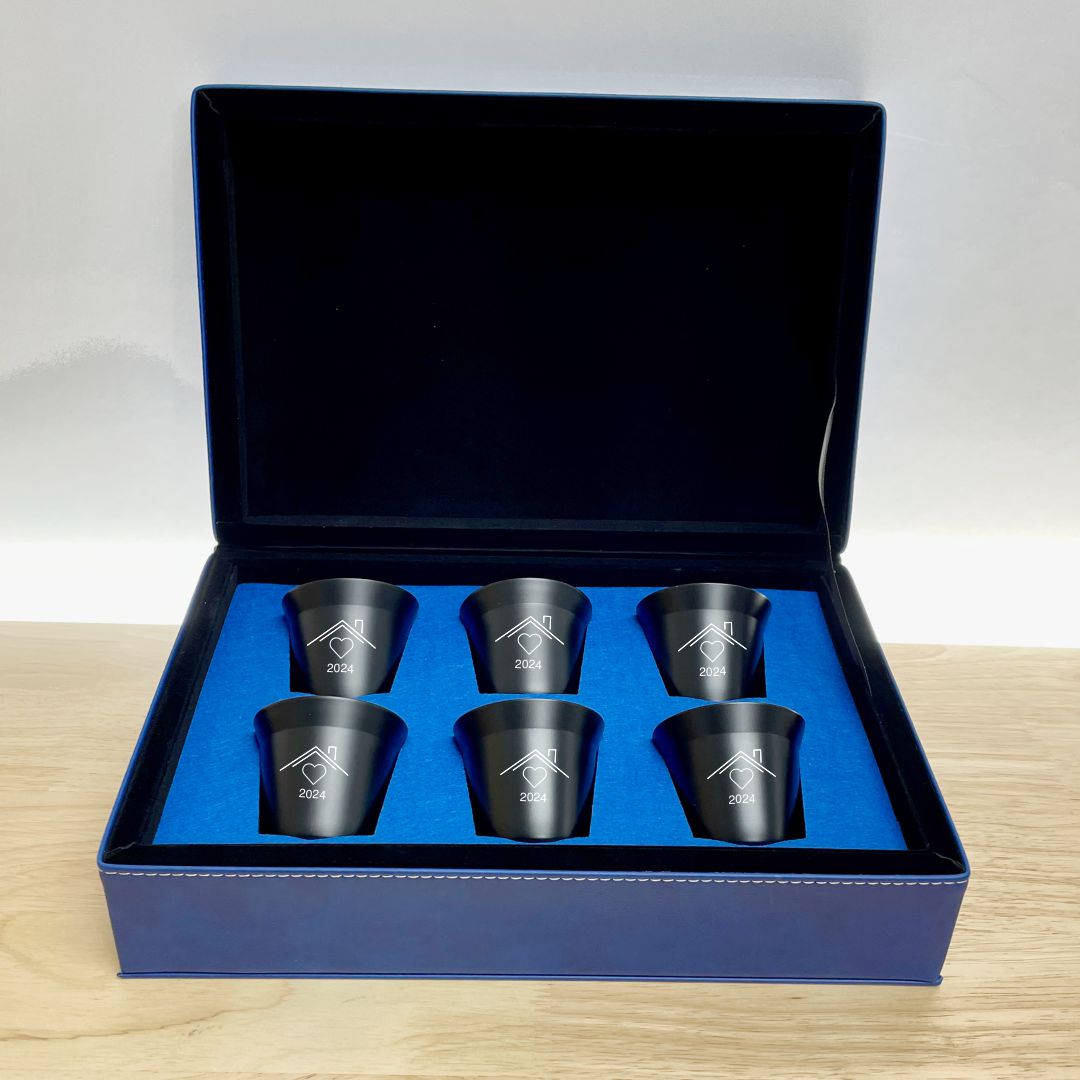 Black Enamel Stainless Steel Espresso Cup Set of 2 ~ Mocha - Personalized Engraved Gifts