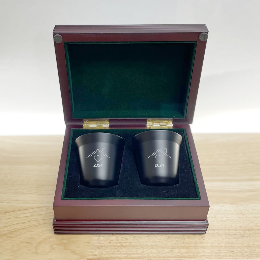 Black Enamel Stainless Steel Espresso Cup Set of 2 ~ Mocha - Personalized Engraved Gifts